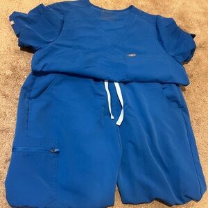 EUC FIGS Scrubs Royal Blue Woman’s Size Large Catarina Top - XL Zamora Joggers